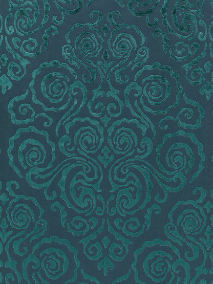 SCALAMANDRE  CIRRUS VELVET DAMASK FABRIC EMERALD   - SC 000327219 NEW SKU # SC272190003