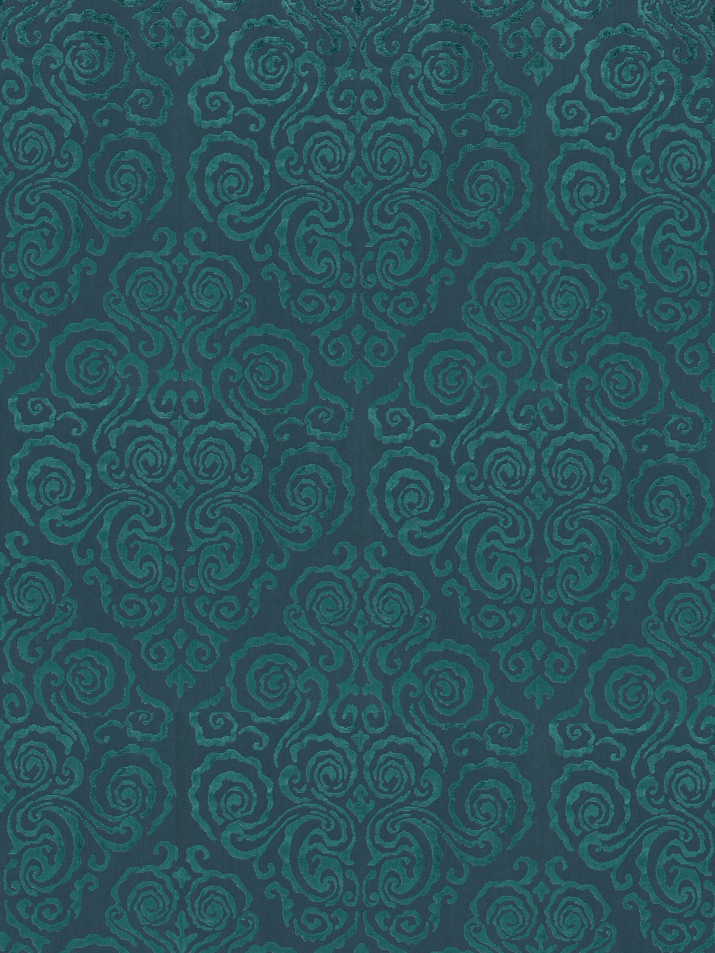 SCALAMANDRE  CIRRUS VELVET DAMASK FABRIC EMERALD   - SC 000327219 NEW SKU # SC272190003