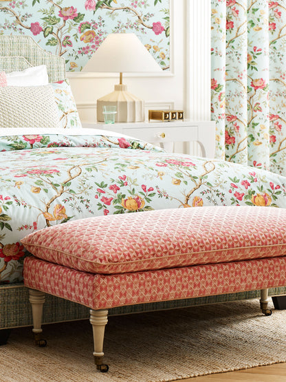 Scalamandré Parlor Velvet Fabric in Sorbet color showing soft cotton-viscose texture with elegant sheen, ideal for luxury upholstery and interior design.