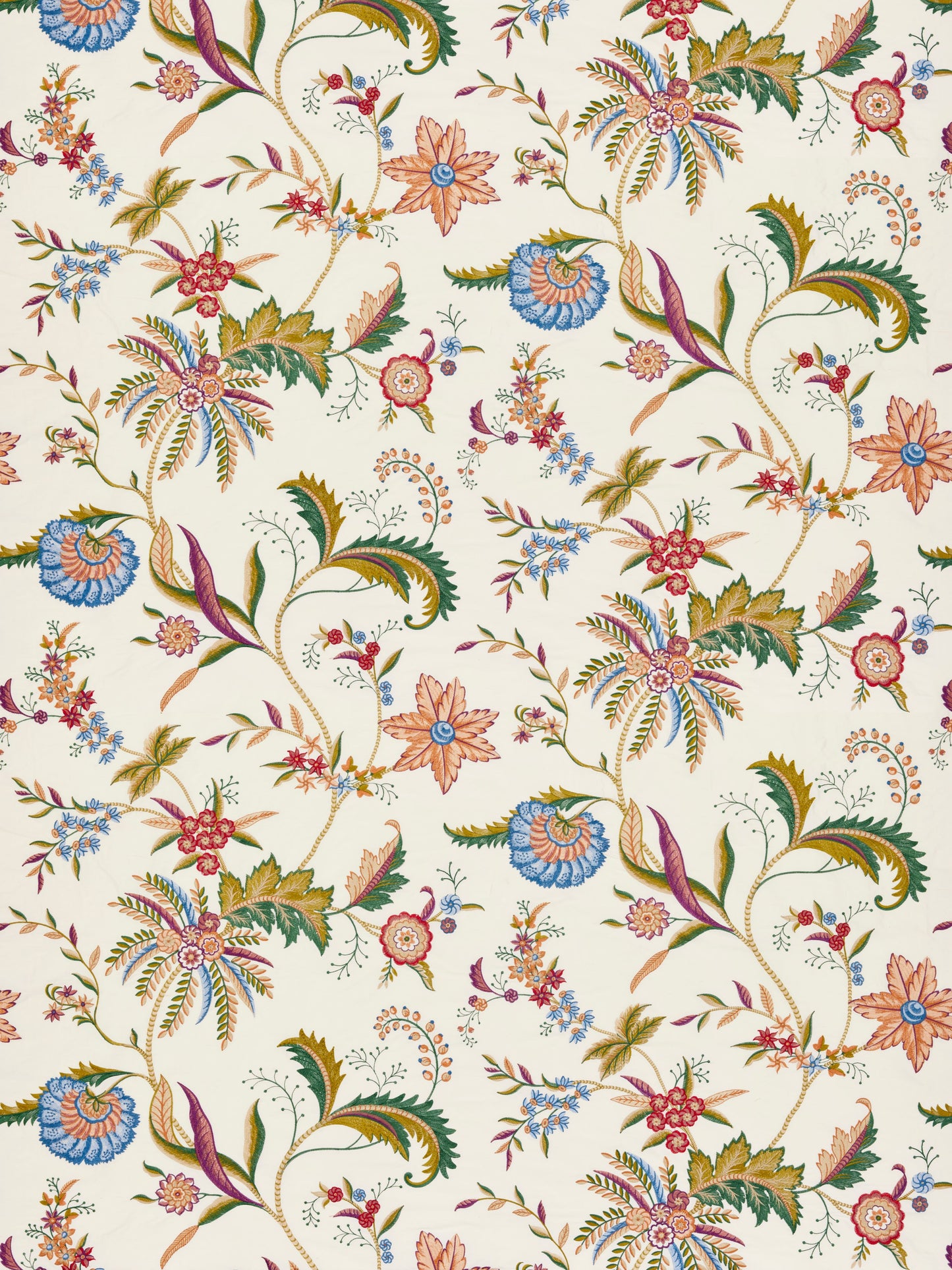 SCALAMANDRE  SERAPHINE EMBROIDERED SILK FABRIC JEWEL MULTI   - SC 000327325 NEW SKU # SC273250003