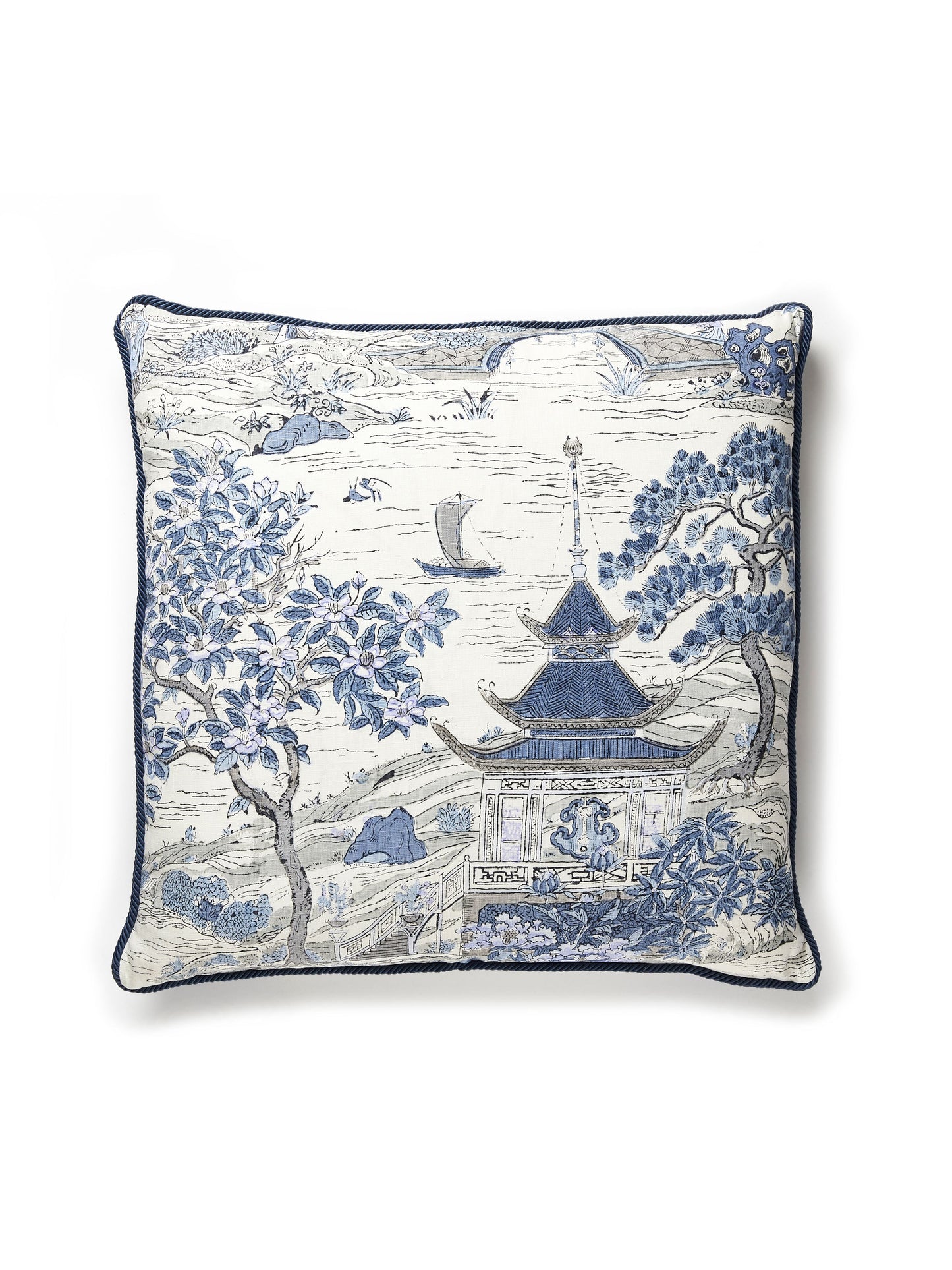 SCALAMANDRE PILLOWS   CHINOISERIE 
SCENIC SQUARE    - SC 0003SATOPILL NEW SKU # SCSATOPILL0003