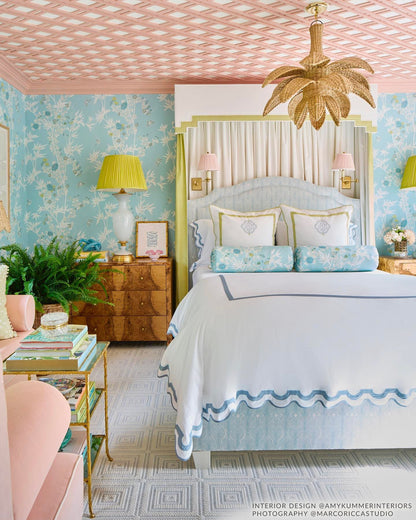 SCALAMANDRE  JARDIN DE CHINE BIRD , ANIMAL 
BOTANICAL , FOLIAGE 
CHINOISERIE 
FLORAL CIEL   - SC 0003WP88375 NEW SKU # SCWP883750003