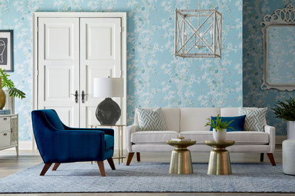 SCALAMANDRE  JARDIN DE CHINE BIRD , ANIMAL 
BOTANICAL , FOLIAGE 
CHINOISERIE 
FLORAL CIEL   - SC 0003WP88375 NEW SKU # SCWP883750003