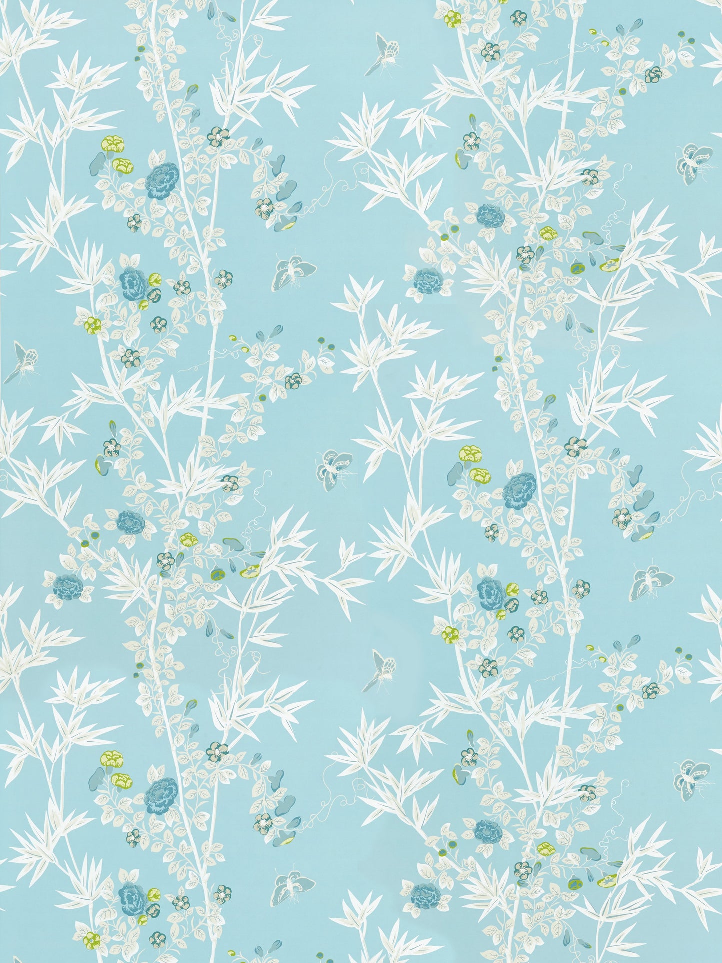 SCALAMANDRE  JARDIN DE CHINE BIRD , ANIMAL 
BOTANICAL , FOLIAGE 
CHINOISERIE 
FLORAL CIEL   - SC 0003WP88375 NEW SKU # SCWP883750003