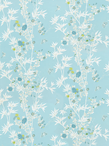 SCALAMANDRE  JARDIN DE CHINE BIRD , ANIMAL 
BOTANICAL , FOLIAGE 
CHINOISERIE 
FLORAL CIEL   - SC 0003WP88375 NEW SKU # SCWP883750003
