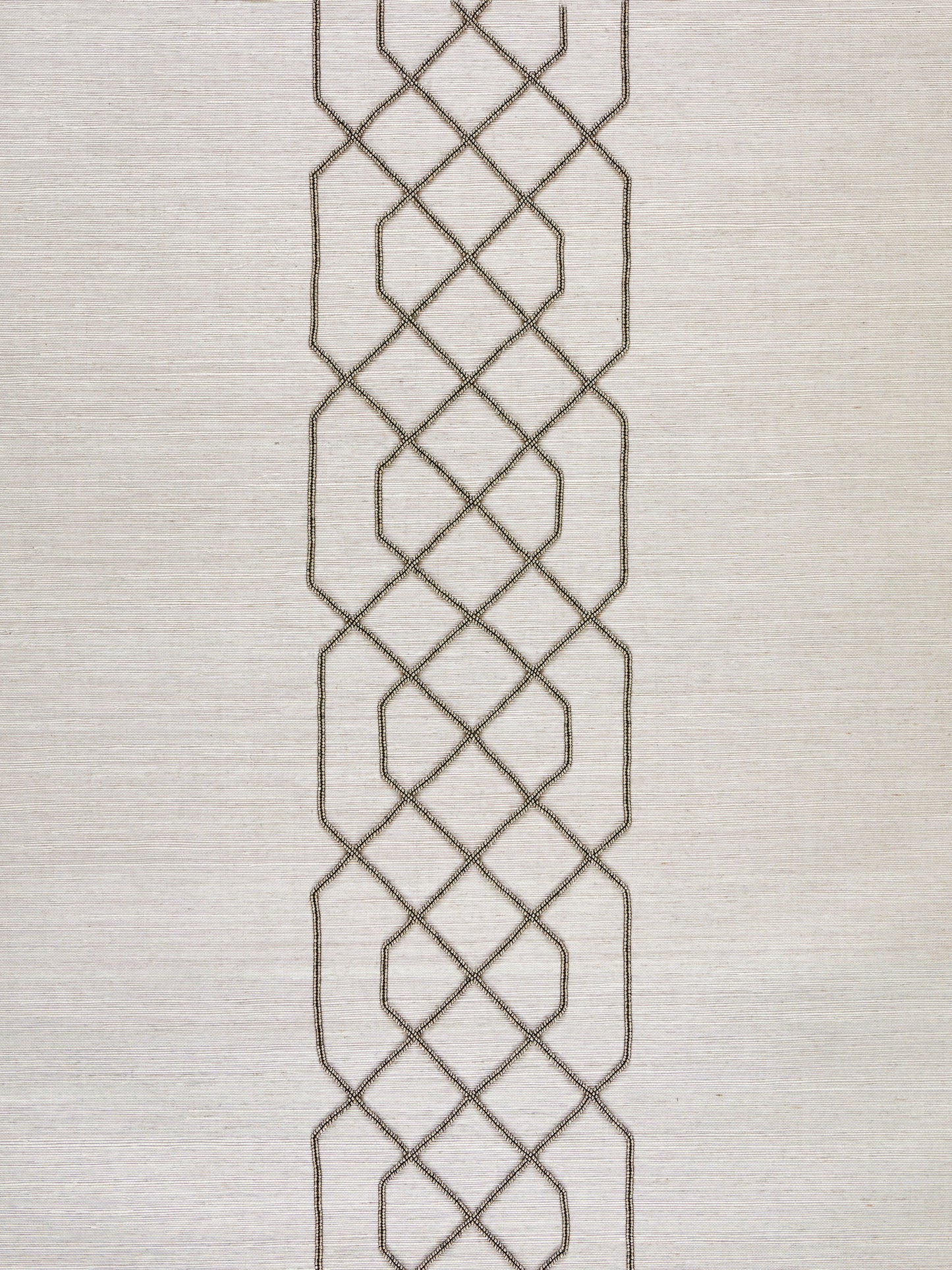 SCALAMANDRE  ADELAIDE BEADED SISAL FRETWORK , LATTICE 
STRIPE PEWTER   - SC 0003WP88385 NEW SKU # SCWP883850003