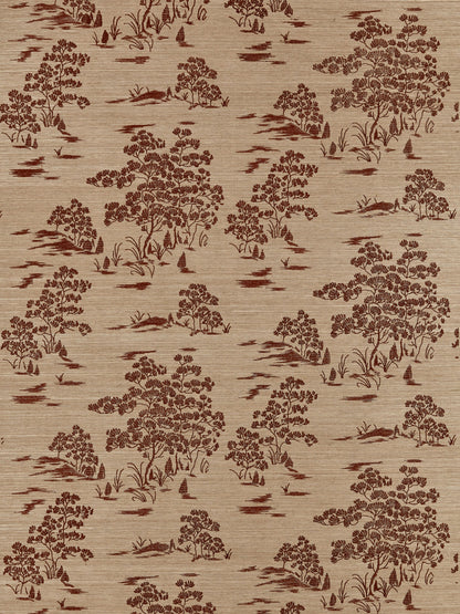SCALAMANDRE  KATSURA EMBROIDERED TOILE BOTANICAL , FOLIAGE 
CHINOISERIE 
TOILE TERRA   - SC 0003WP88445 NEW SKU # SCWP884450003