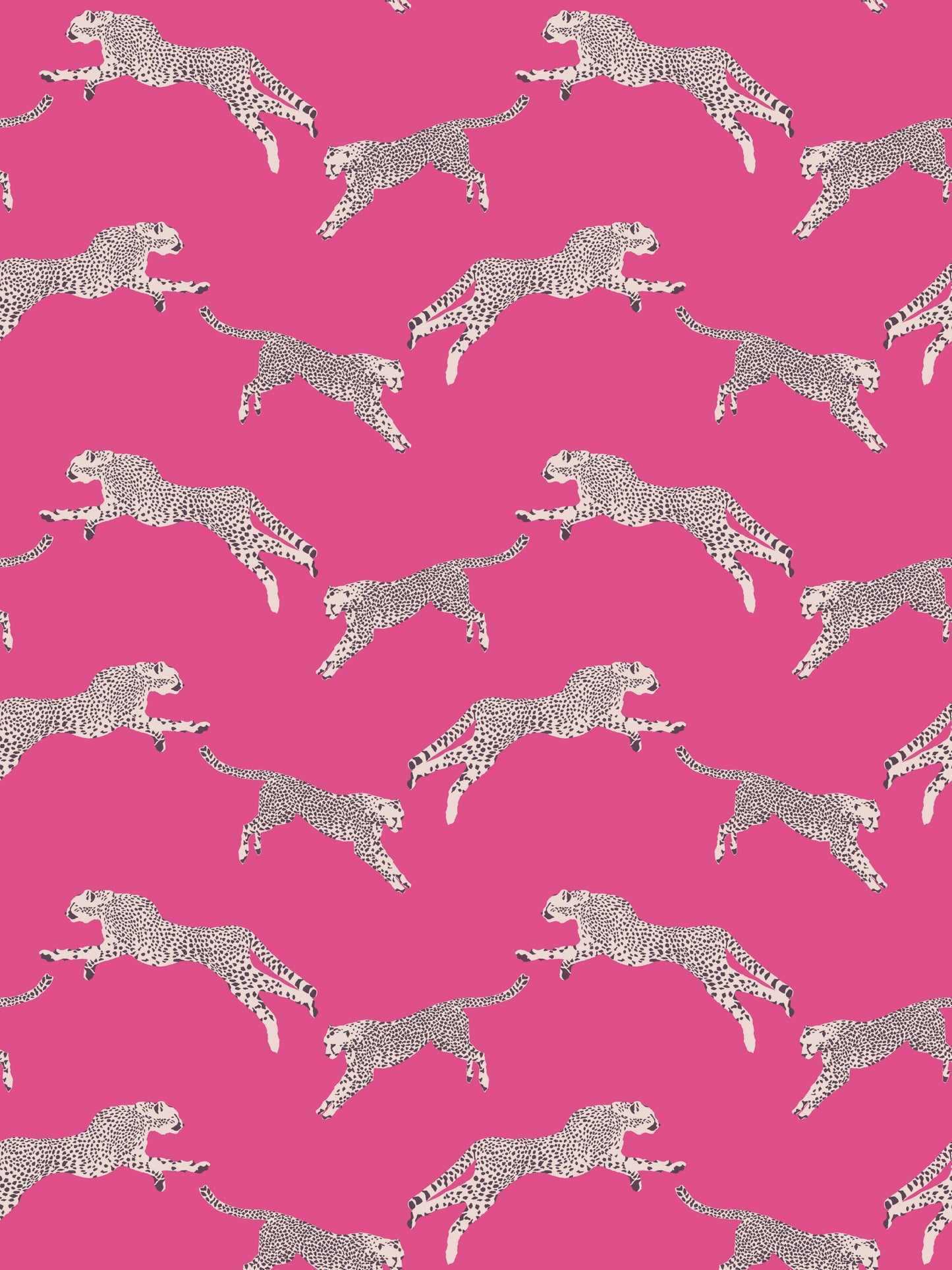 Pink fabric with repeating pale grey leopard silhouettes.