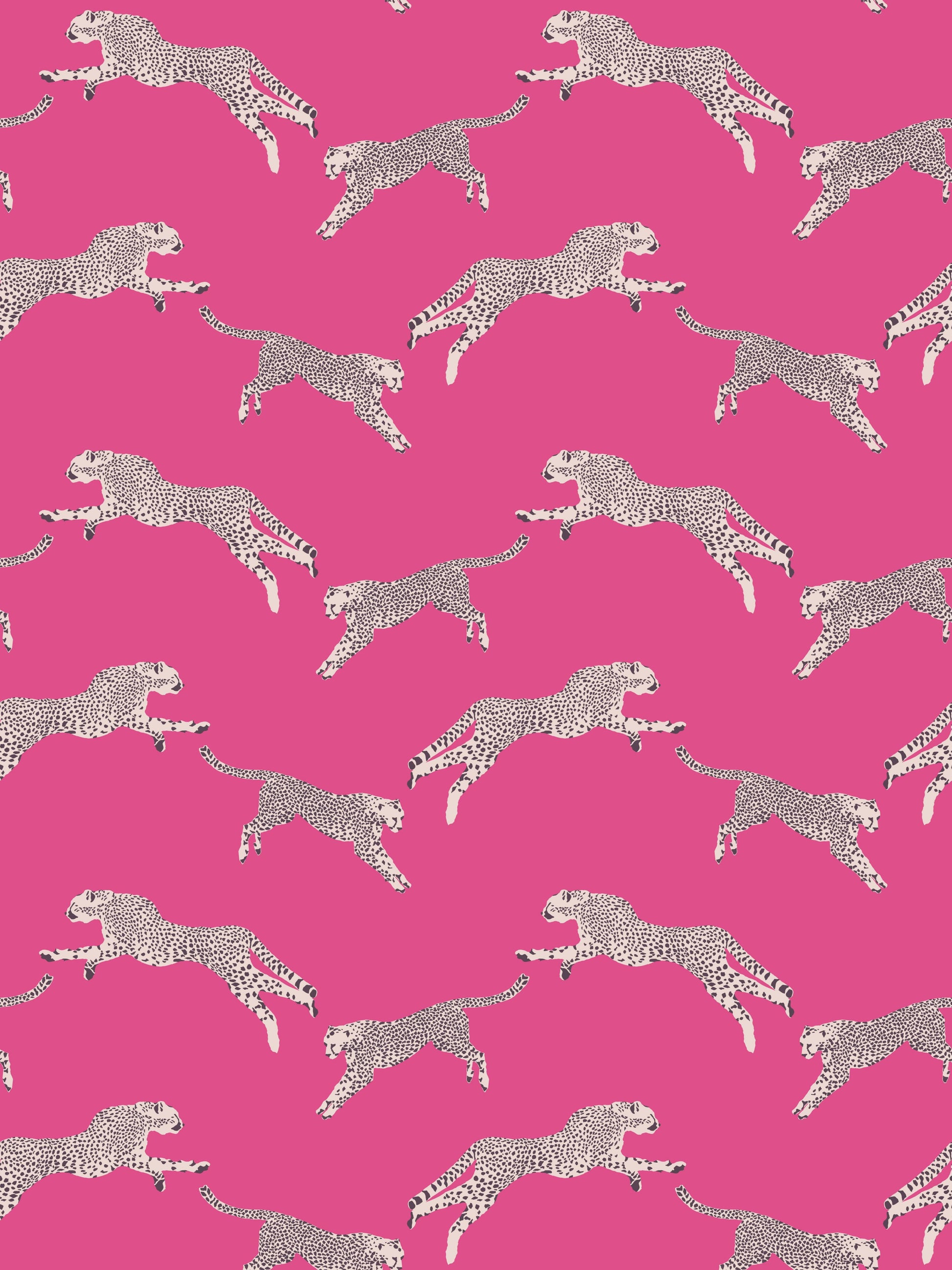 Pink fabric with repeating pale grey leopard silhouettes.