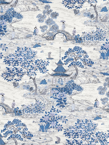 SCALAMANDRE  SATOMI - WALLCOVERING CHINOISERIE 
SCENIC EVENING BLUE   - SC 0003WP88554 NEW SKU # SCWP885540003