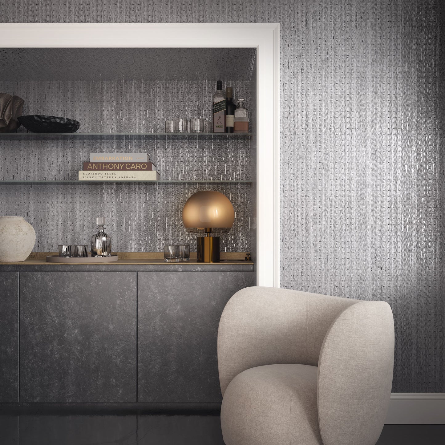 SCALAMANDRE  KNIGHT WALLCOVERING ABSTRACT 
DOTS , CIRCLES 
TEXTURE STERLING   - SC 0003WP88559 NEW SKU # SCWP885590003