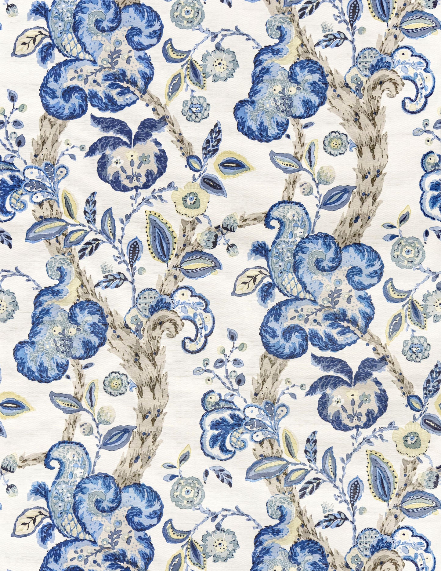 SCALAMANDRE  CUMBRIA WALLCOVERING JACOBEAN , TREE OF LIFE CHINA BLUE ON IVORY   - SC 0003WP88589 NEW SKU # SCWP885890003