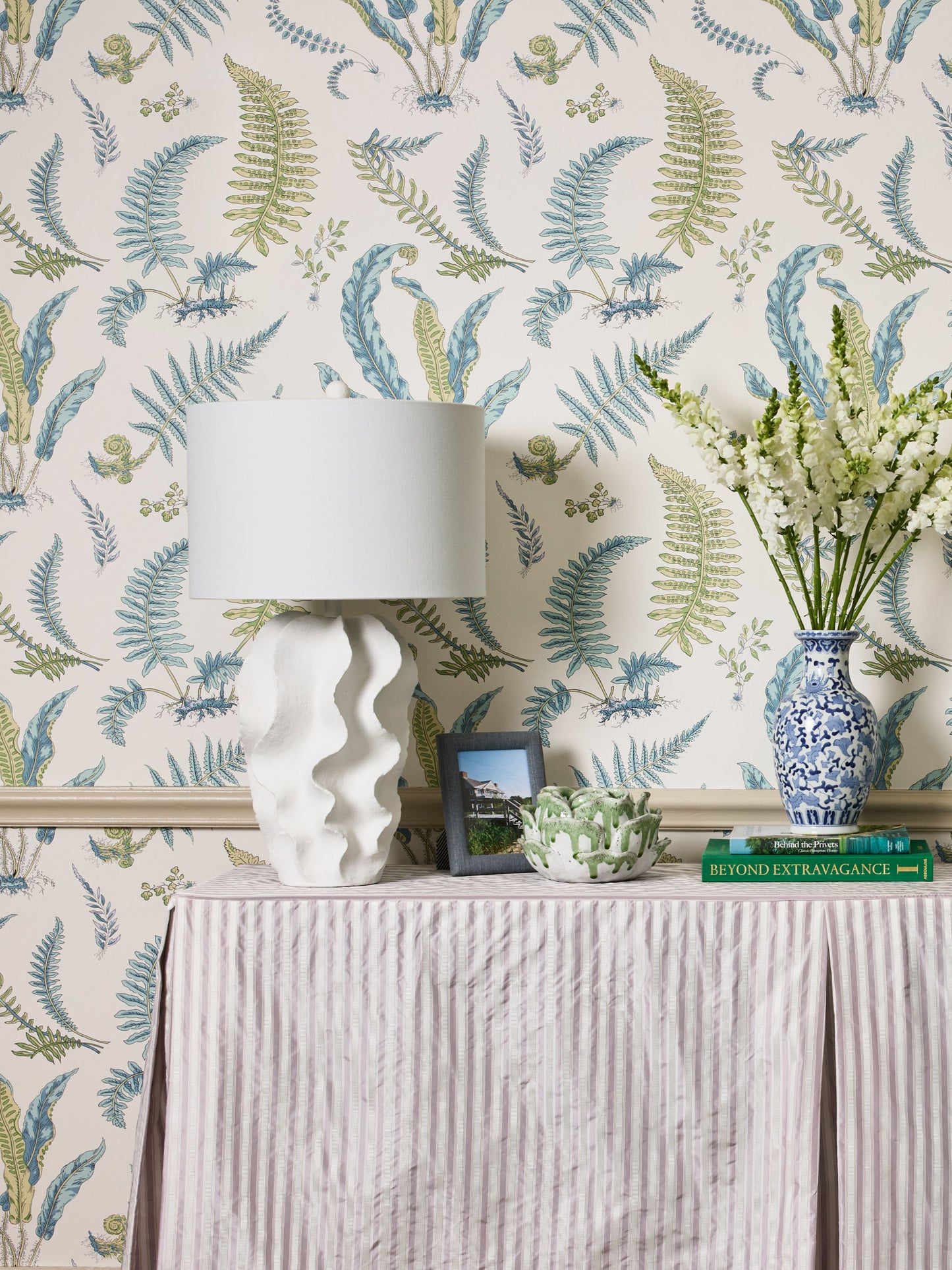 SCALAMANDRE  ELSIE DE WOLFE WALLCOVERING BOTANICAL , FOLIAGE BEACH GLASS   - SC 0003WP88592D NEW SKU # SCWP88592D0003