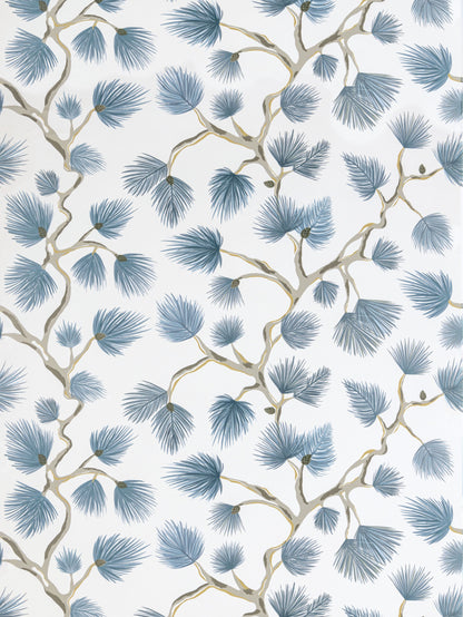 SCALAMANDRE  PIGNOLI WALLCOVERING BOTANICAL , FOLIAGE BLUE JAY   - SC 0003WP88593D NEW SKU # SCWP88593D0003