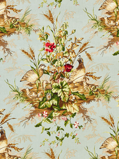 SCALAMANDRE  EDWIN'S COVEY LINEN PRINT FABRIC MULTI ON LONDON BLUE   - SC 000416310 NEW SKU # SC163100004