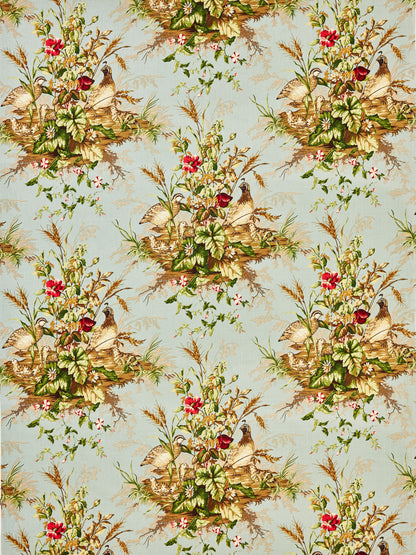 SCALAMANDRE  EDWIN'S COVEY LINEN PRINT FABRIC MULTI ON LONDON BLUE   - SC 000416310 NEW SKU # SC163100004