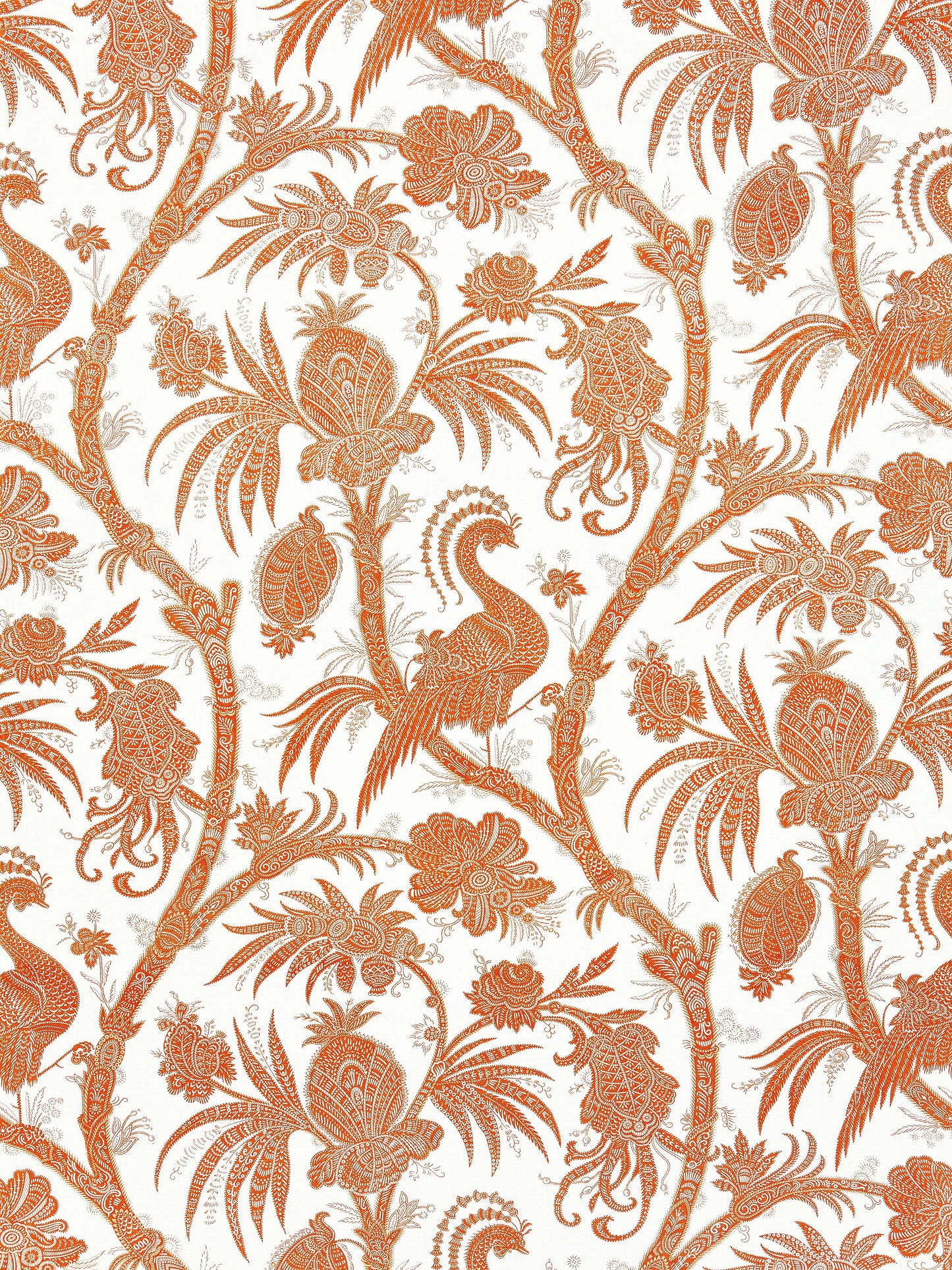 SCALAMANDRE  BALINESE PEACOCK LINEN PRINT FABRIC MANDARIN   - SC 000416575