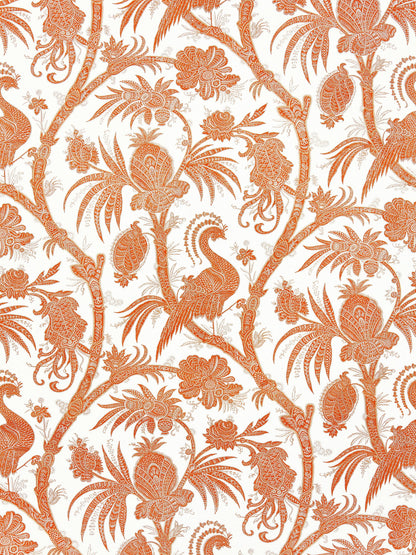 SCALAMANDRE  BALINESE PEACOCK LINEN PRINT FABRIC MANDARIN   - SC 000416575 NEW SKU # SC165750004