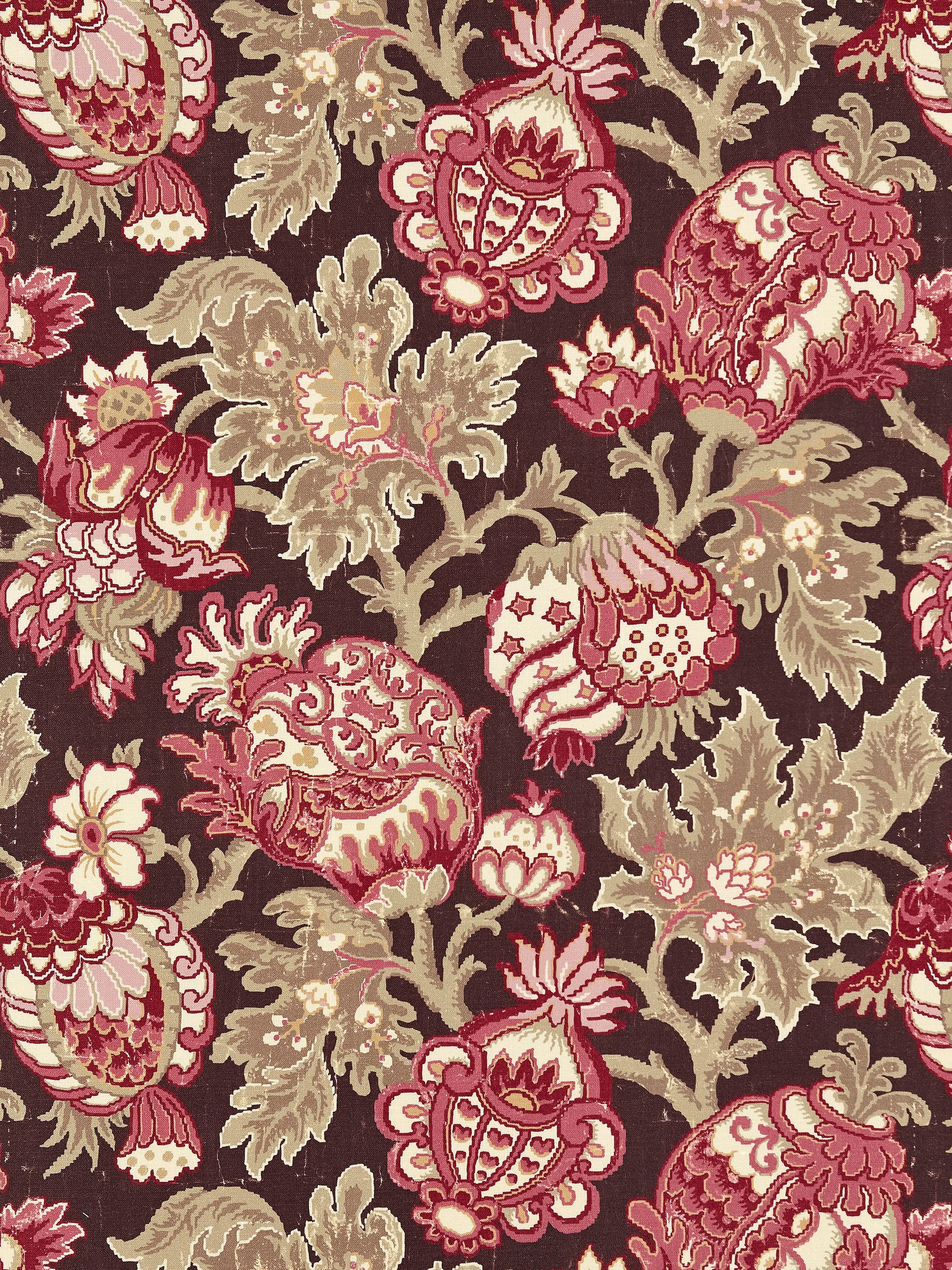 SCALAMANDRE  CANTERBURY LINEN PRINT FABRIC MULBERRY   - SC 000416593