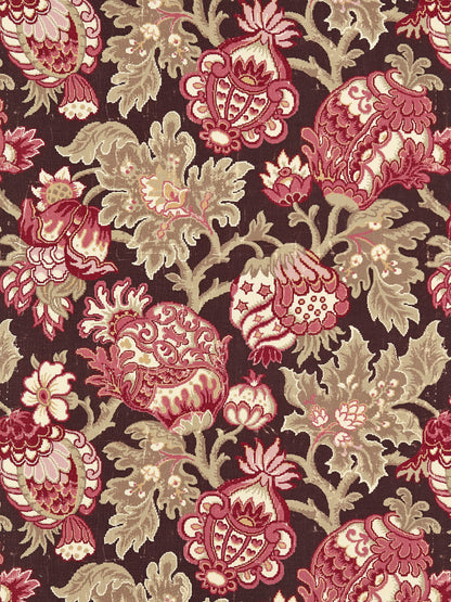SCALAMANDRE  CANTERBURY LINEN PRINT FABRIC MULBERRY   - SC 000416593 NEW SKU # SC165930004