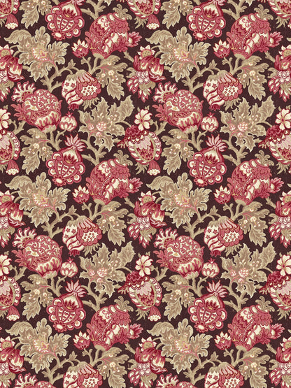SCALAMANDRE  CANTERBURY LINEN PRINT FABRIC MULBERRY   - SC 000416593 NEW SKU # SC165930004