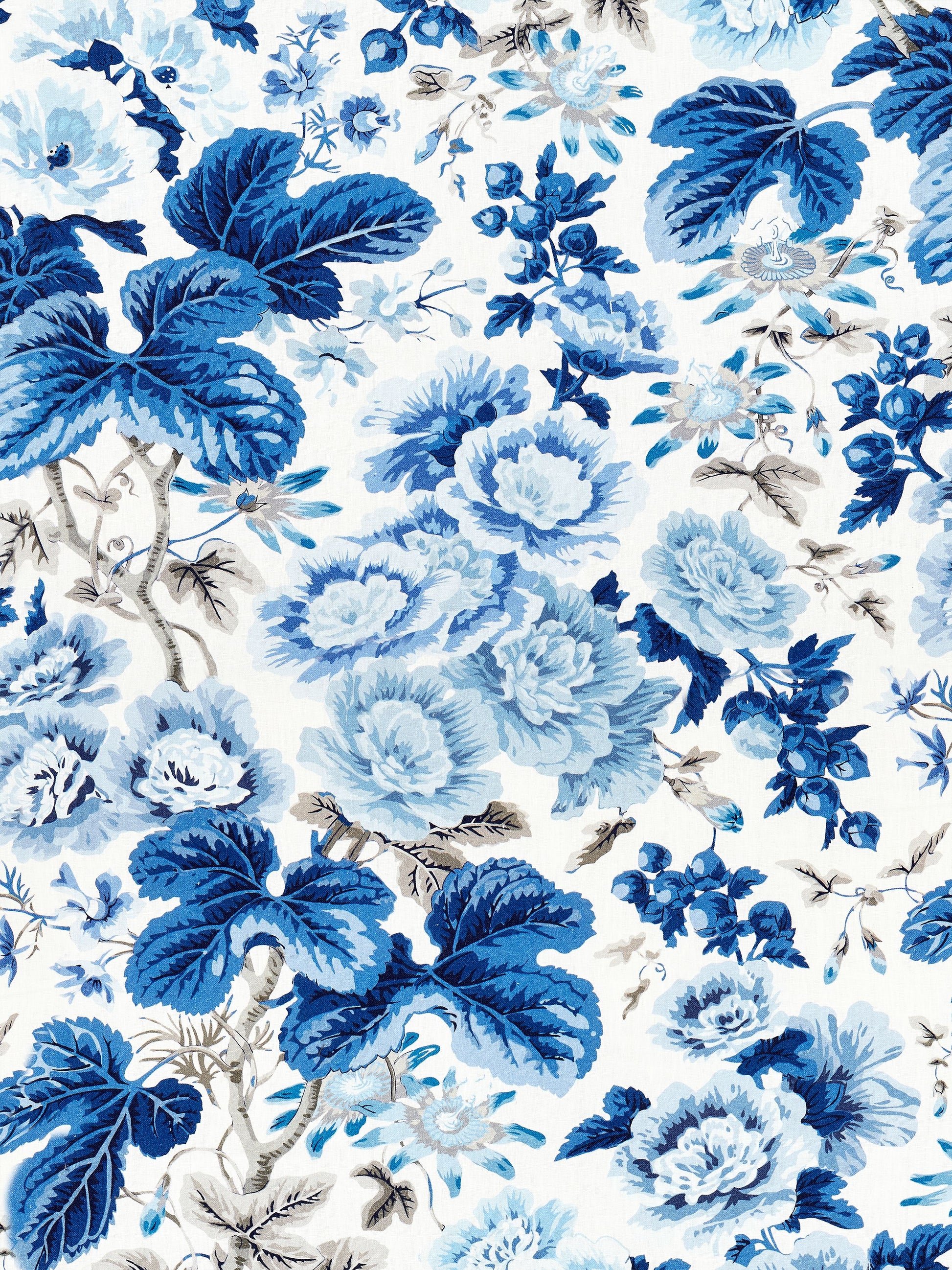 SCALAMANDRE  HIGHGROVE LINEN PRINT FABRIC PORCELAIN   - SC 000416595