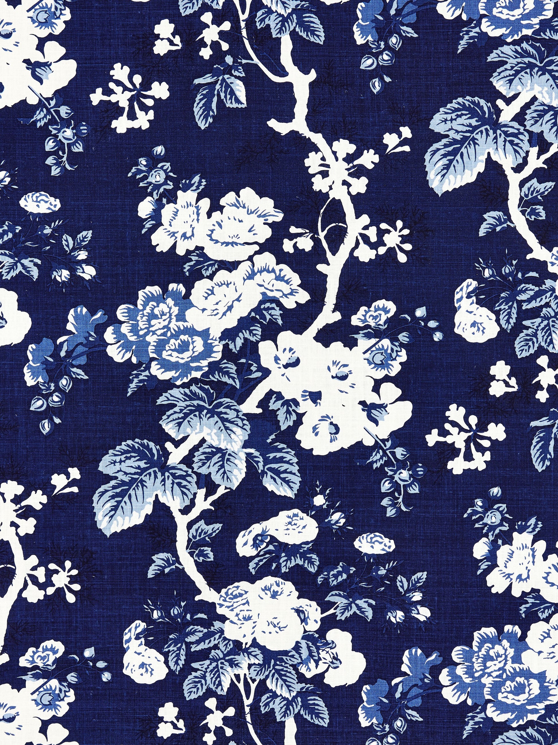 SCALAMANDRE  ASCOT LINEN PRINT FABRIC INDIGO   - SC 000416602