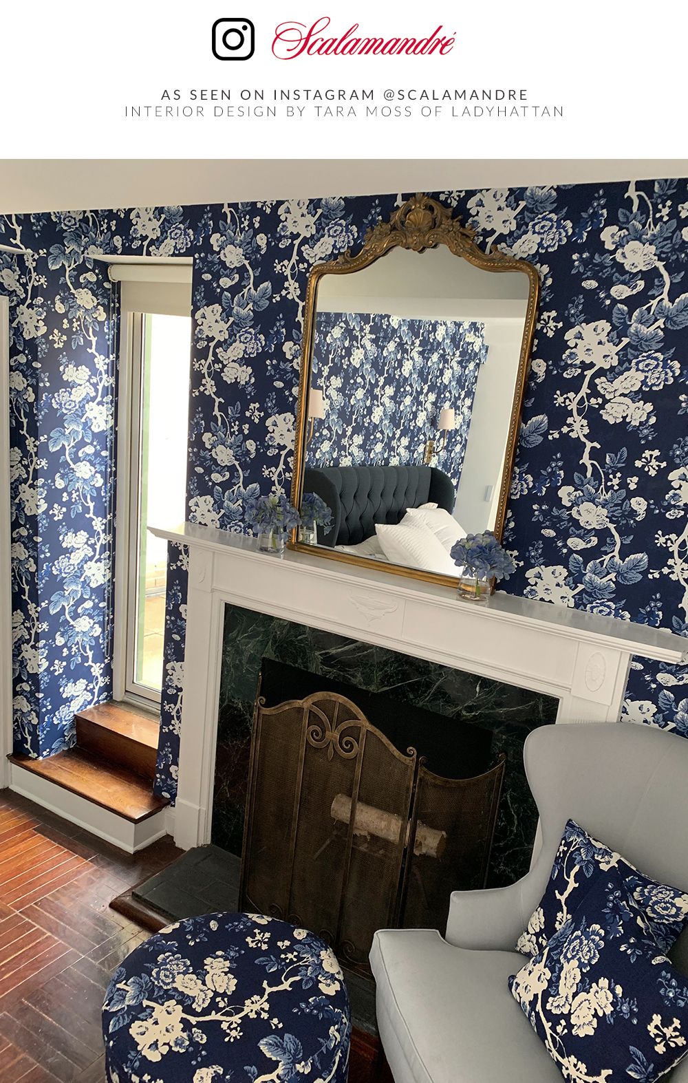 SCALAMANDRE  ASCOT LINEN PRINT FABRIC INDIGO   - SC 000416602 NEW SKU # SC166020004