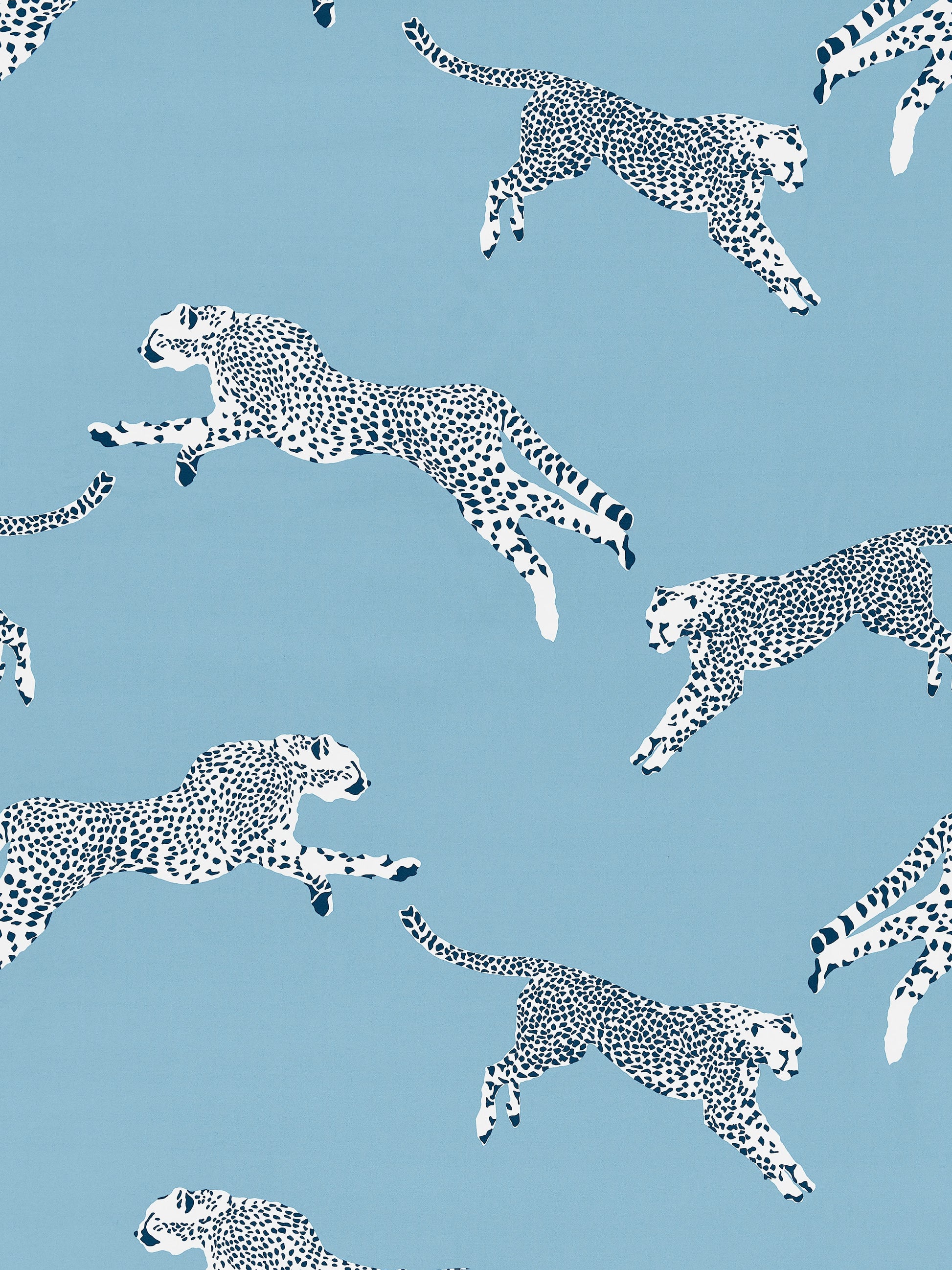 SCALAMANDRE  LEAPING CHEETAH COTTON PRINT FABRIC CLOUD NINE   - SC 000416634