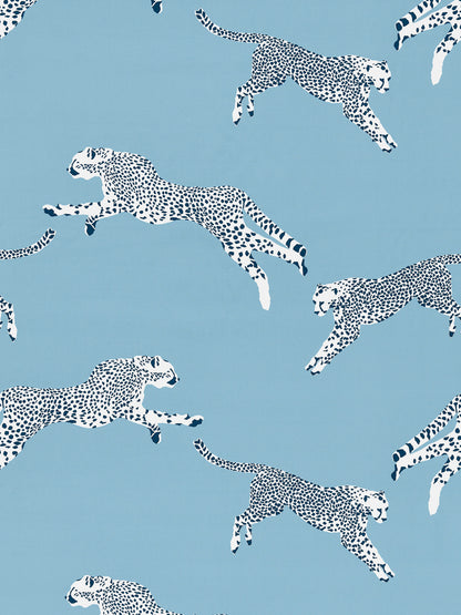 SCALAMANDRE  LEAPING CHEETAH COTTON PRINT FABRIC CLOUD NINE   - SC 000416634 NEW SKU # SC166340004