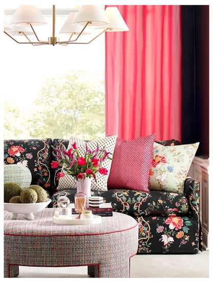 SCALAMANDRE  CAMELLIA TRELLIS FABRIC ONYX RUBY   - SC 000416648 NEW SKU # SC166480004