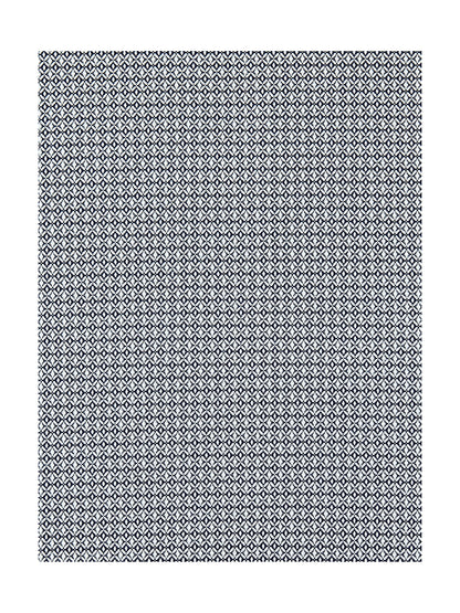 Small navy diamond lattice textile on white background; geometric weave suitable for shirts or dresses.
