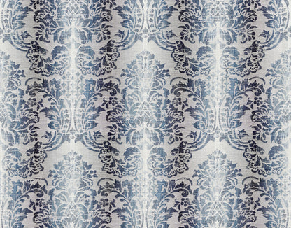 SCALAMANDRE  SORRENTO LINEN DAMASK FABRIC INDIGO   - SC 000427093 NEW SKU # SC270930004
