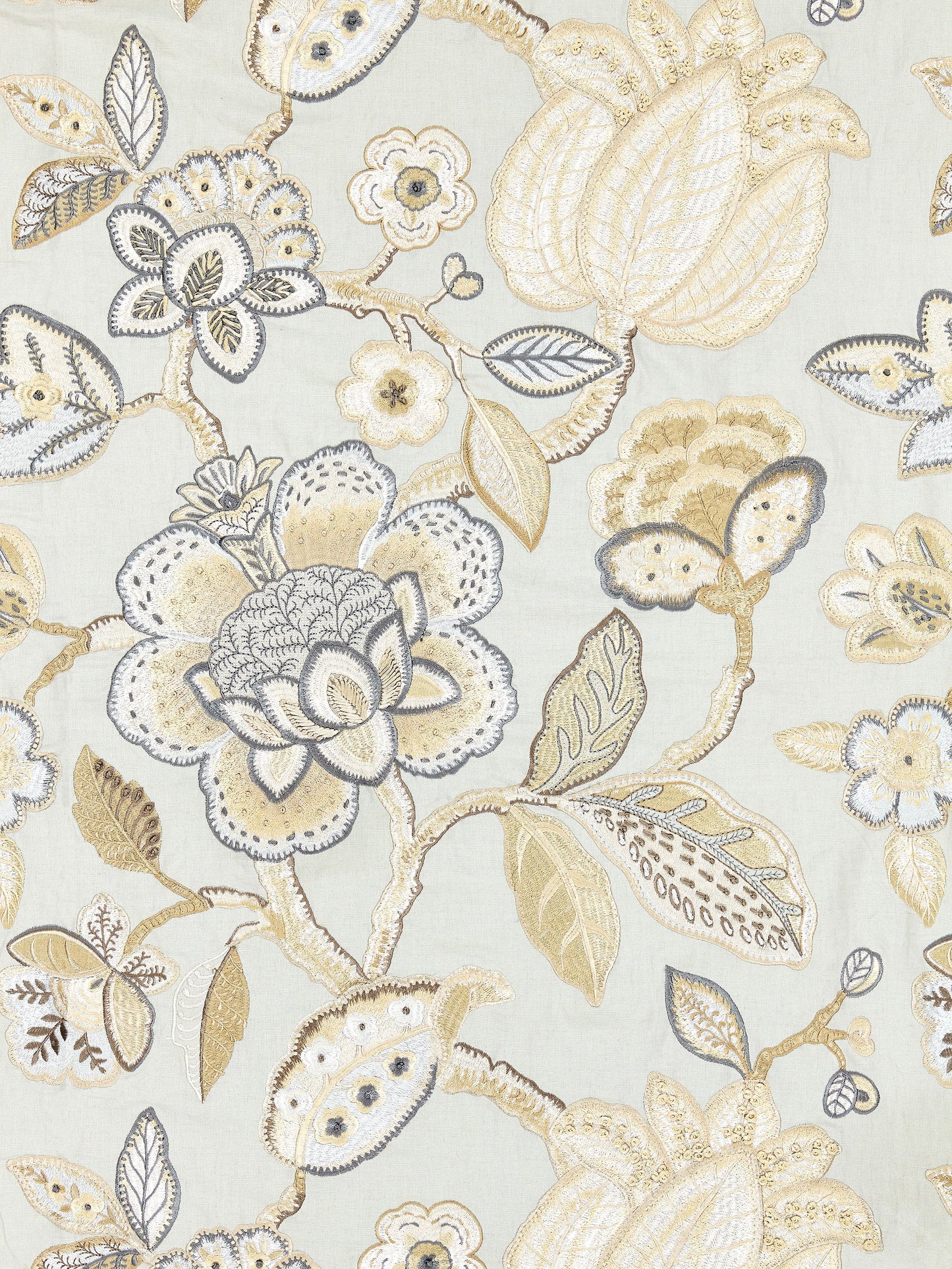 SCALAMANDRE  COROMANDEL EMBROIDERY FABRIC MINERAL   - SC 000427126