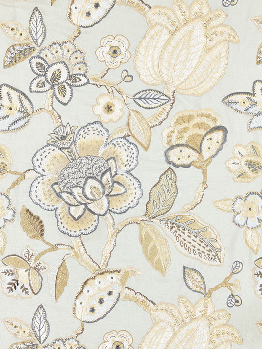 SCALAMANDRE  COROMANDEL EMBROIDERY FABRIC MINERAL   - SC 000427126