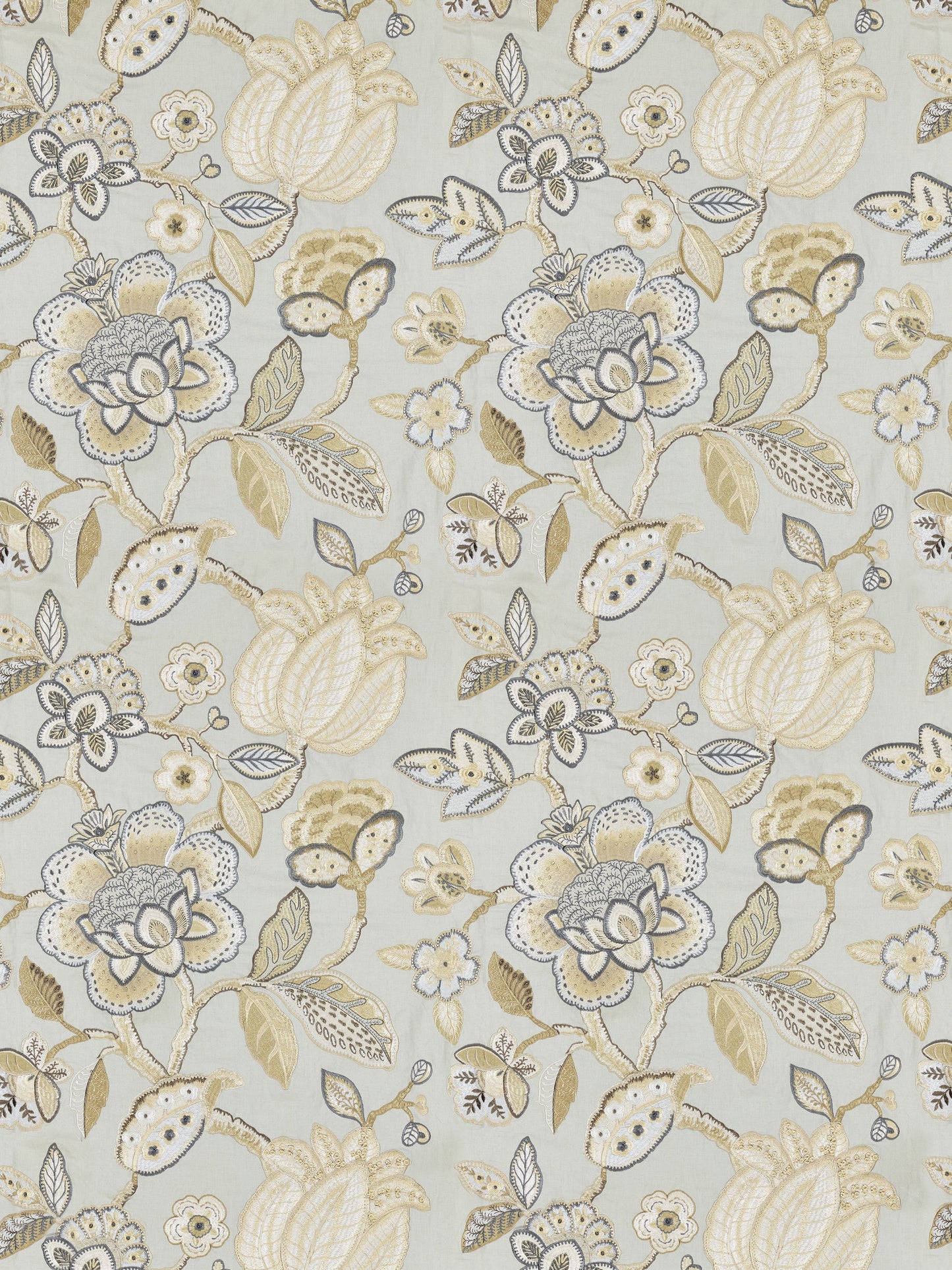 SCALAMANDRE  COROMANDEL EMBROIDERY FABRIC MINERAL   - SC 000427126 NEW SKU # SC271260004