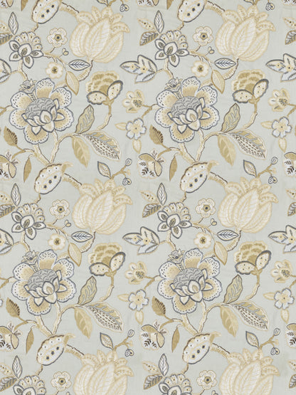 SCALAMANDRE  COROMANDEL EMBROIDERY FABRIC MINERAL   - SC 000427126 NEW SKU # SC271260004