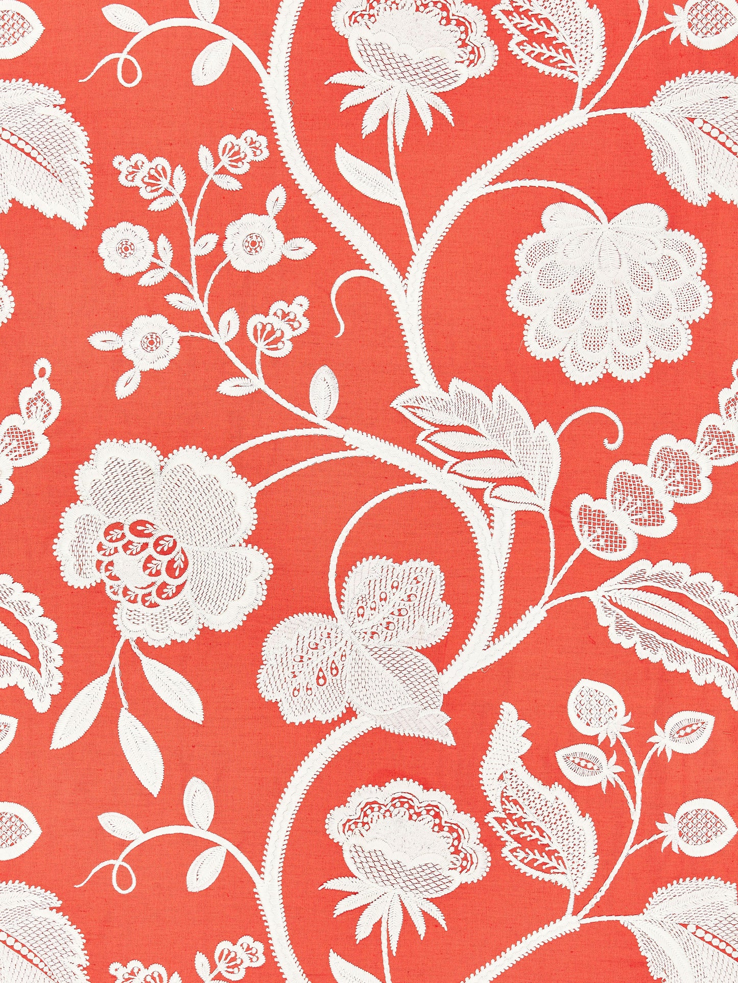 SCALAMANDRE  KENSINGTON EMBROIDERY FABRIC CORAL   - SC 000427151