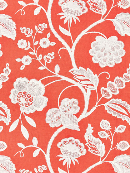 SCALAMANDRE  KENSINGTON EMBROIDERY FABRIC CORAL   - SC 000427151 NEW SKU # SC271510004