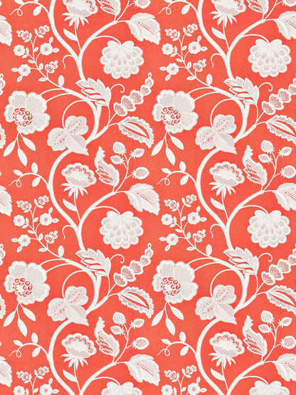 SCALAMANDRE  KENSINGTON EMBROIDERY FABRIC CORAL   - SC 000427151 NEW SKU # SC271510004