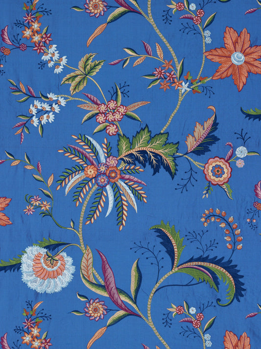 SCALAMANDRE  SERAPHINE EMBROIDERED SILK FABRIC ROYAL MULTI   - SC 000427325