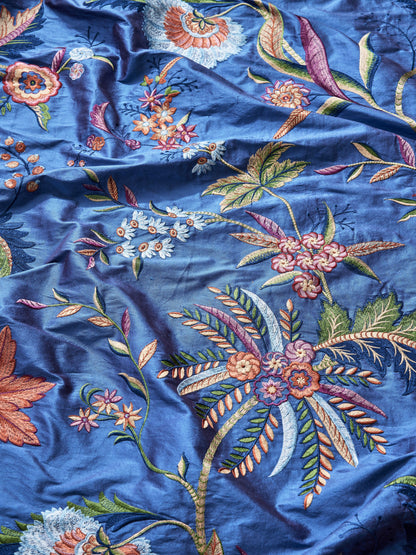 SCALAMANDRE  SERAPHINE EMBROIDERED SILK FABRIC ROYAL MULTI   - SC 000427325 NEW SKU # SC273250004