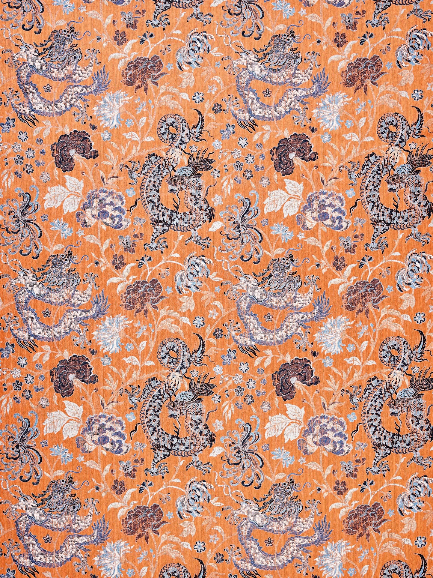 SCALAMANDRE  DRAGON TABLEAU FABRIC PERSIMMON BLUE   - SC 000427327 NEW SKU # SC273270004