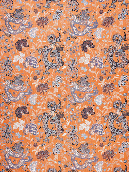 SCALAMANDRE  DRAGON TABLEAU FABRIC PERSIMMON BLUE   - SC 000427327 NEW SKU # SC273270004