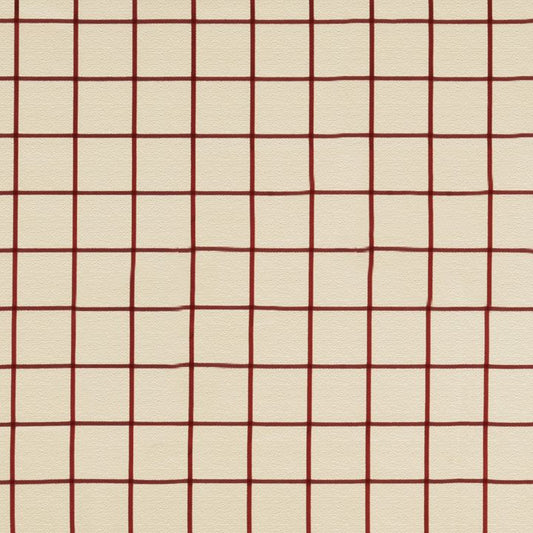 SCALAMANDRE OUTLET  FABRIC LOUIS CHECK  FABRIC RED ON CREME   - SC 000436333