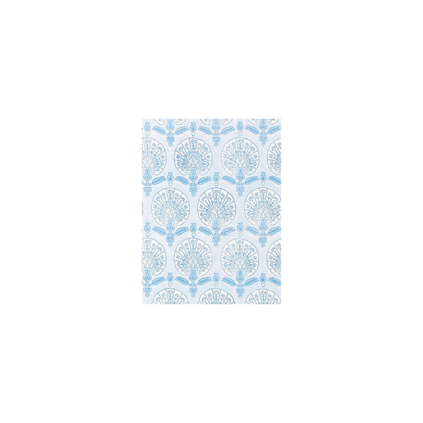 SCALAMANDRE  KARANFIL BLOCK PRINT WALLPAPER BOTANICAL , FOLIAGE 
MEDALLION 
SMALL SCALE SKY   - SC 0004WP88560 NEW SKU # SCWP885600004