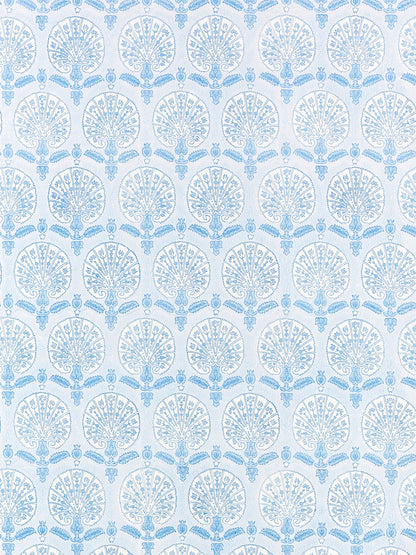 SCALAMANDRE  KARANFIL BLOCK PRINT WALLPAPER BOTANICAL , FOLIAGE 
MEDALLION 
SMALL SCALE SKY   - SC 0004WP88560 NEW SKU # SCWP885600004