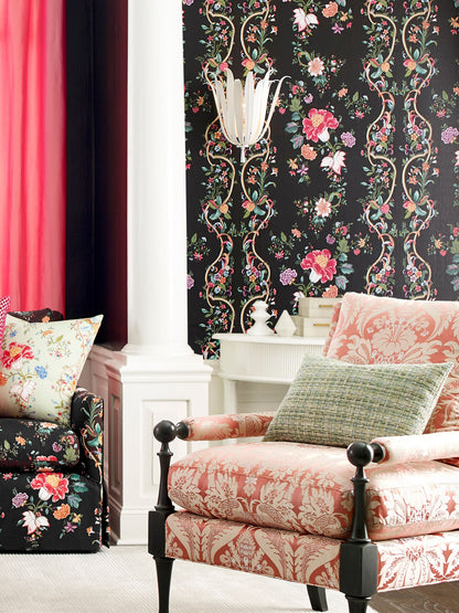 SCALAMANDRE  CAMELLIA TRELLIS WALLCOVERING FLORAL 
FRETWORK , LATTICE ONYX RUBY   - SC 0004WP88566 NEW SKU # SCWP885660004