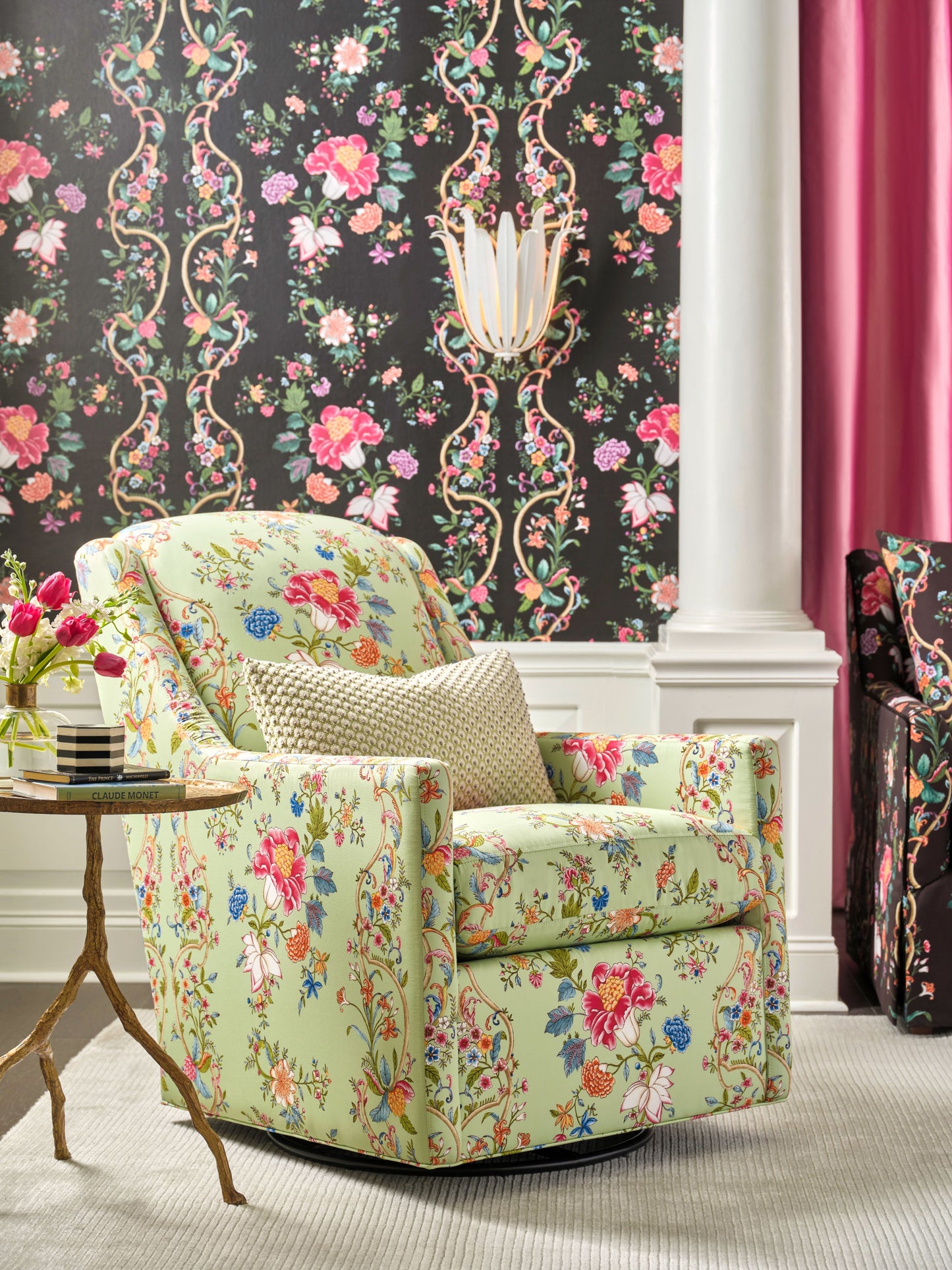 SCALAMANDRE  CAMELLIA TRELLIS WALLCOVERING FLORAL 
FRETWORK , LATTICE ONYX RUBY   - SC 0004WP88566 NEW SKU # SCWP885660004