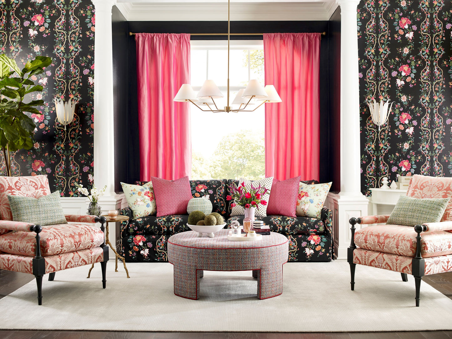 SCALAMANDRE  CAMELLIA TRELLIS WALLCOVERING FLORAL 
FRETWORK , LATTICE ONYX RUBY   - SC 0004WP88566 NEW SKU # SCWP885660004